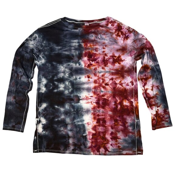 Tie Dye Lululemon Relaxed Boatneck Long Sleeve Size 4 Blue Red OOAK - Picture 1 of 5